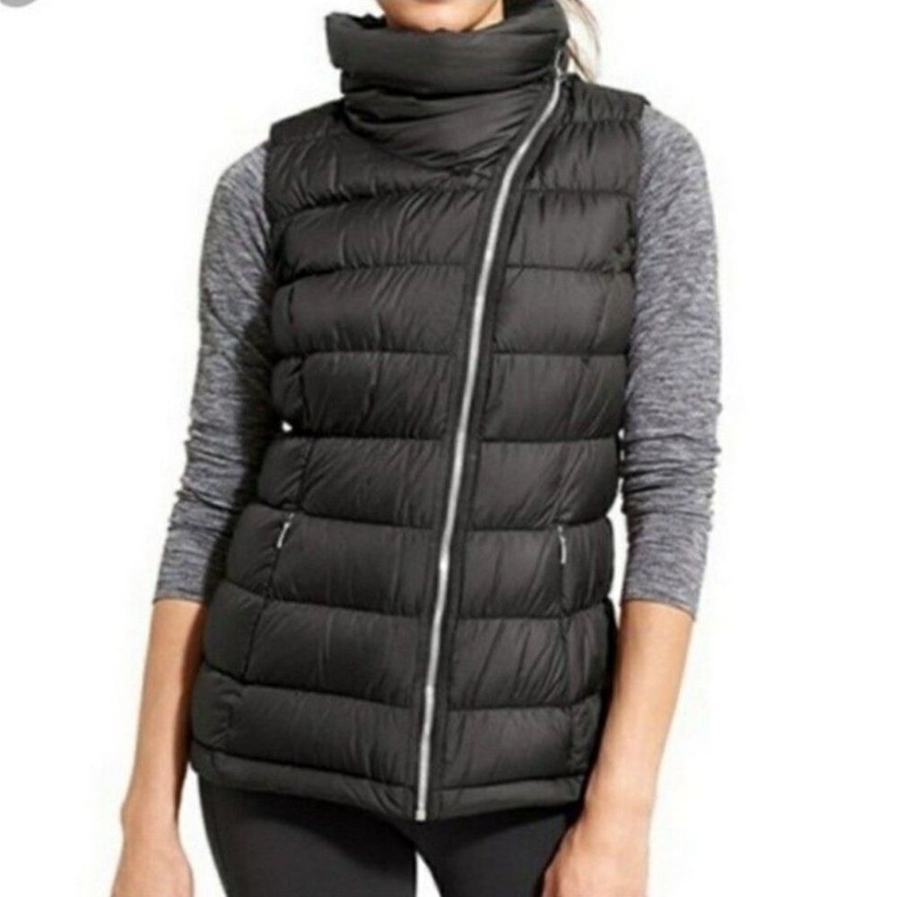 Athleta Black Downabout Goose Down Vest Size Small